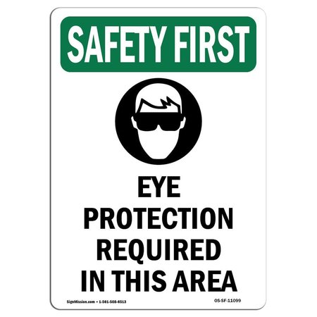 SIGNMISSION OSHA Sign, Eye Protection Required, 18in X 12in Decal, 12" W, 18" H, Portrait, OS-SF-D-1218-V-11099 OS-SF-D-1218-V-11099
